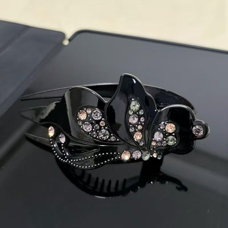 Clips Coreean Mare cu Strass pentru Coc - Clamă Elegantă Duckbill și Fishmouth