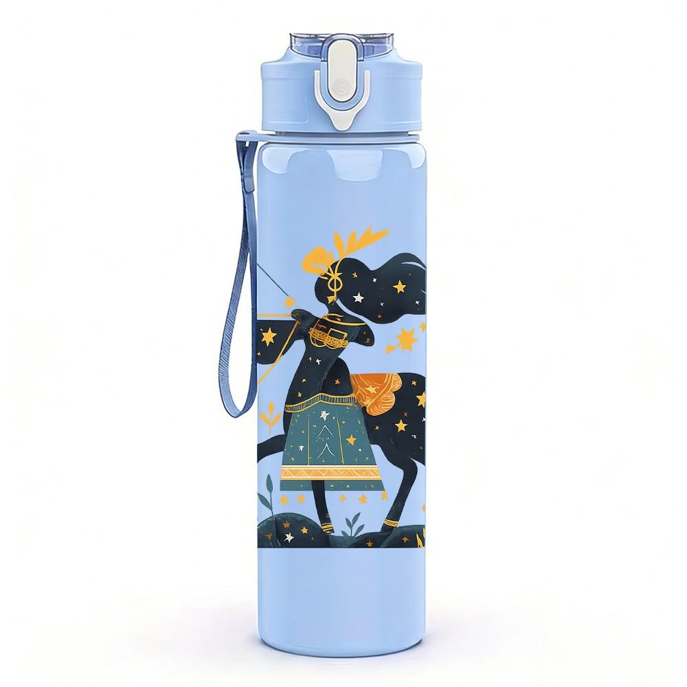1PC Archer Lady Illustration 750ml Color Plastic Sports Water Bottle Leakproof Flip Straw Lid Suitable for Sports Office Home Use