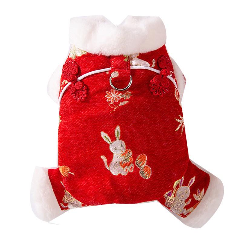 Chinese Style Dog Sweater Small Medium Dogs New Festival Cotton Chenille Pet Coat