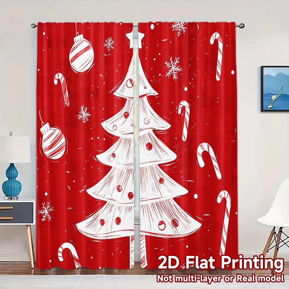 

2pcs,Curtains Christmas Tree Snowflakes Ornaments (2) Modern Modern Curtain Versatile Fabric Curtains All Seasons Use for 52.50×116.00 CM 2pcs
