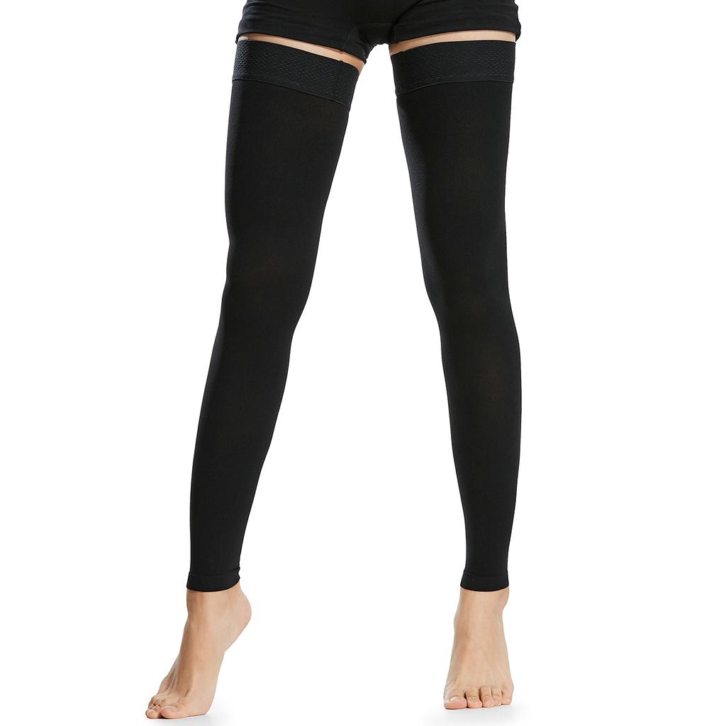 20-30mmHg 4XL 5XL Groß Herren 1 Paar Oberschenkelhohe Kompressionsstrümpfe Für Krampfadern Schwellungen Damenstrümpfe Offene Zehen Schwarz