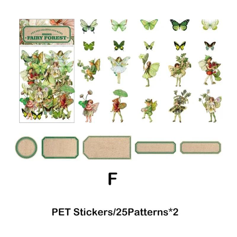 50pcs/pack Butterfly Fairy PET Stickers DIY Scrapbooking Planner Collage Stationery Aesthetics Decor Flower Stickers