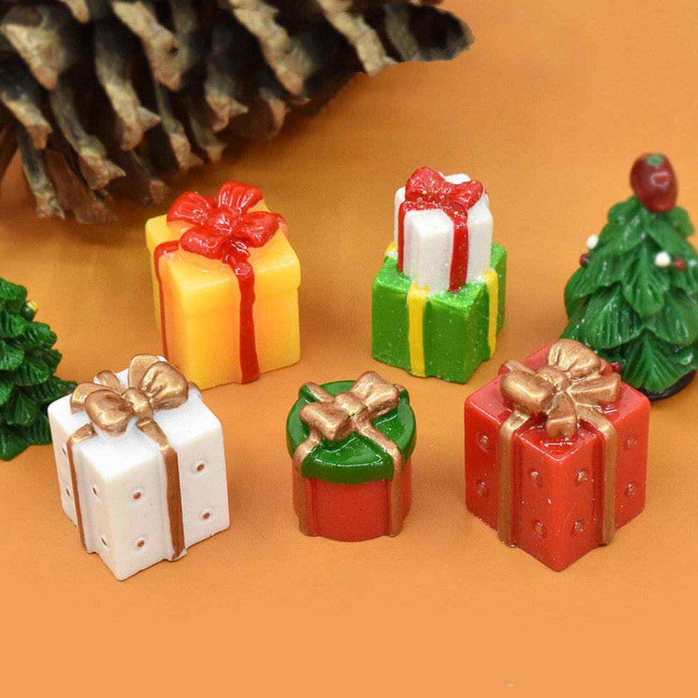 Mini Christmas Tree Resin Ornaments - Red & Green Gift Bag Set