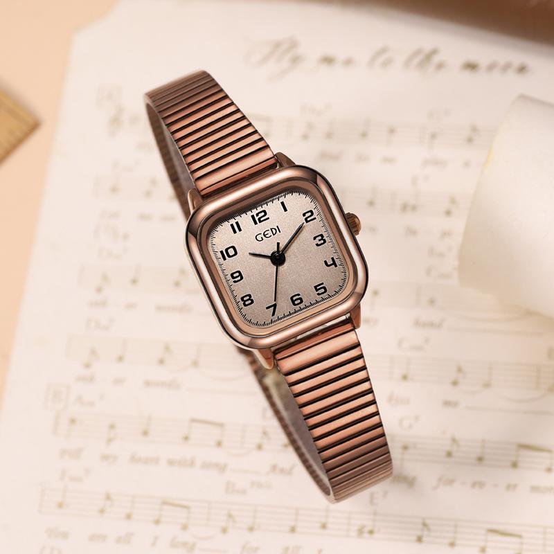 Simple Small Sugar Cube Women'S Watch, High-End Wheat Ear Belt, Medieval Watch Women'S Waterproof Stainless Steel Quartz Watch