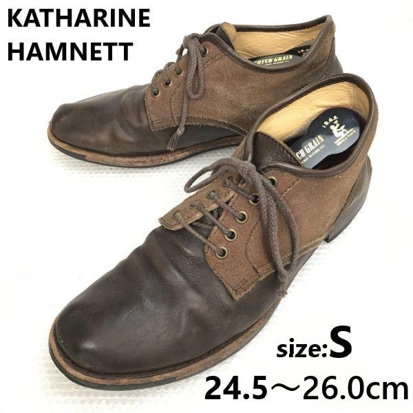 

KATHARINE HAMNETT Leather Chukka Short Boots Size S 24.5-26.0 Brown Handmade Shoes