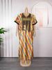 African Plus Size Embroidered Print Long Dress for Women