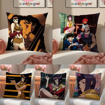 Anime Cowboy Bebop-Girl Cool Pillow Case Comfort Sofa Bed Silky Elegant Invisible Zipper Decorative Cushion Cover
