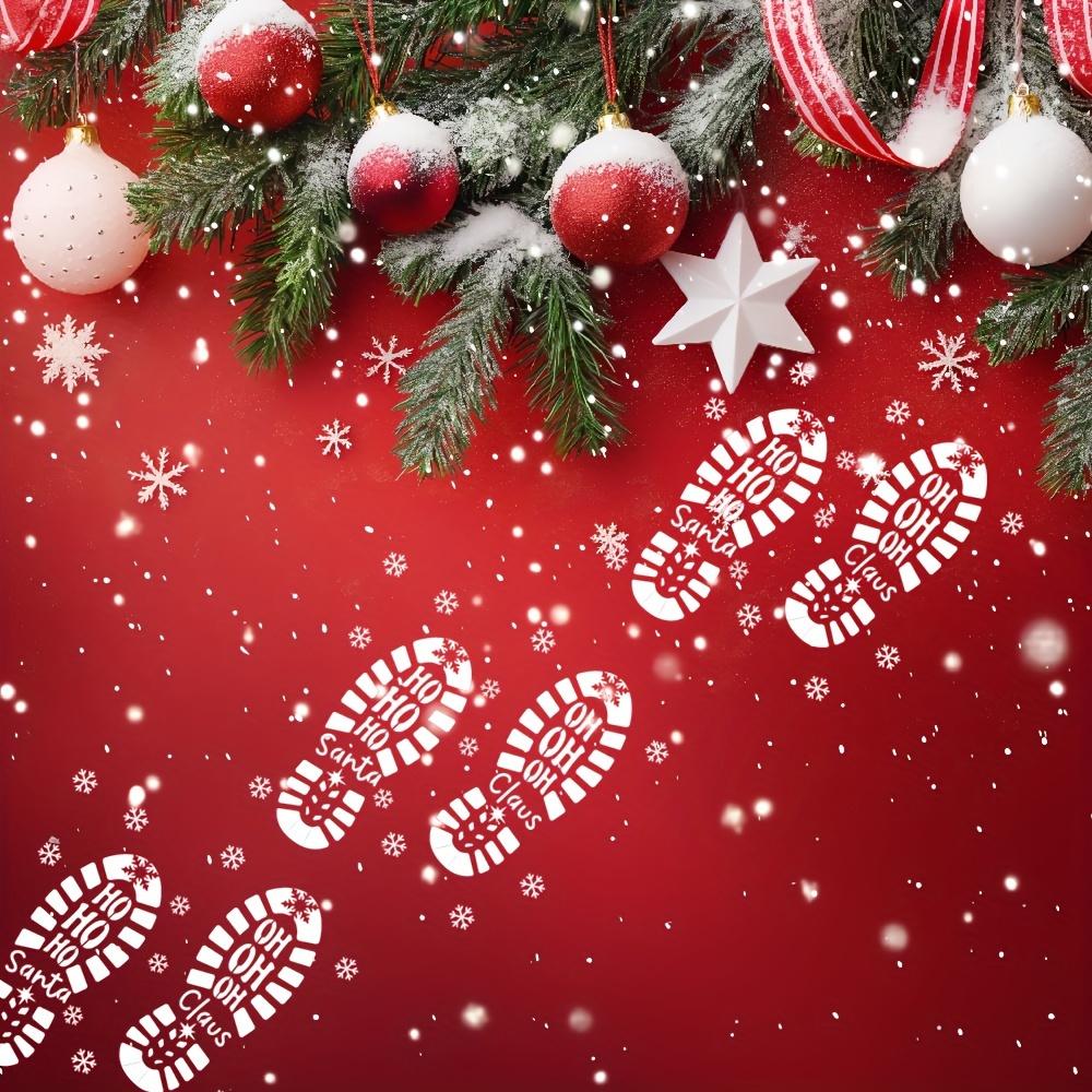 6-teiliges Set Weihnachtsschablonen zum Malen von Weihnachtsmann-Fußabdrücken, Weihnachtsmann-Stiefelabdrücken und Schneeflocken-Schablonen