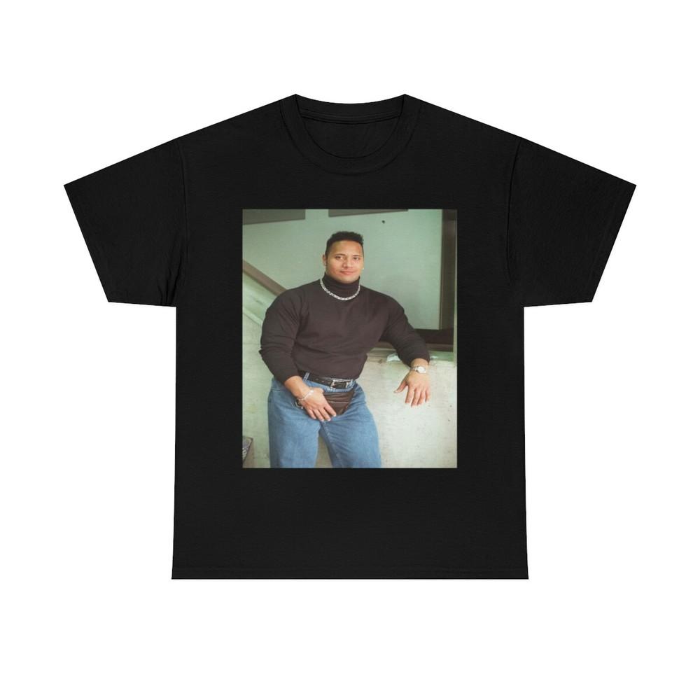 The Rock Black Shirt , Dwayne Johnson Turtleneck Photo T-shirt All sizes Unisex T-Shirt XXXXL