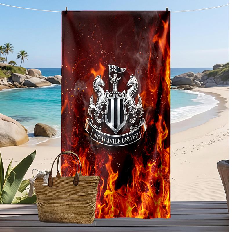 Newcastle United Football Print Beach Towel, Large Soft Quick Dry Towel for Beach Camping Swimming
