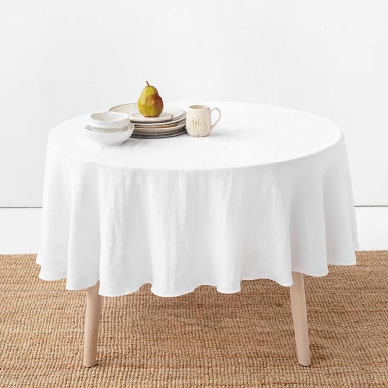 100% Französisches Leinen Runde Tischdecke, Waschbare Natürliche Tischdecke für Esszimmer, Außenbereich, Hochzeiten und Restaurants, Osterdekoration