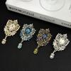 Vintage Crown Water Drop Brooch With Alloy Material For Elegant Festive Wear