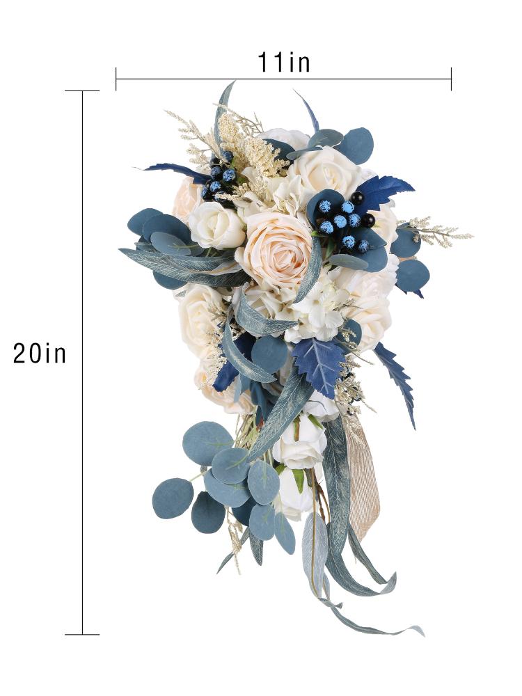 1Pc Bridal Bouquets for Bride Cascading Wedding Bouquets Artificial Flowers Bridal Bouquet for Bride for Wedding Ceremony and Anniversary