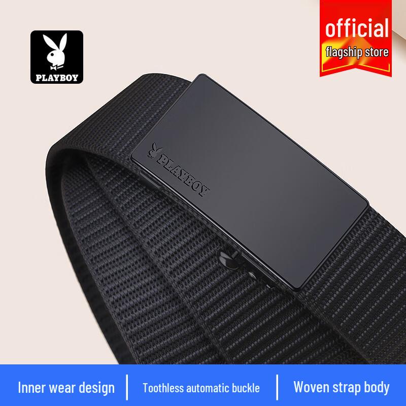 Playboy Men s Woven Canvas Automatic Buckle Belt 115cm+