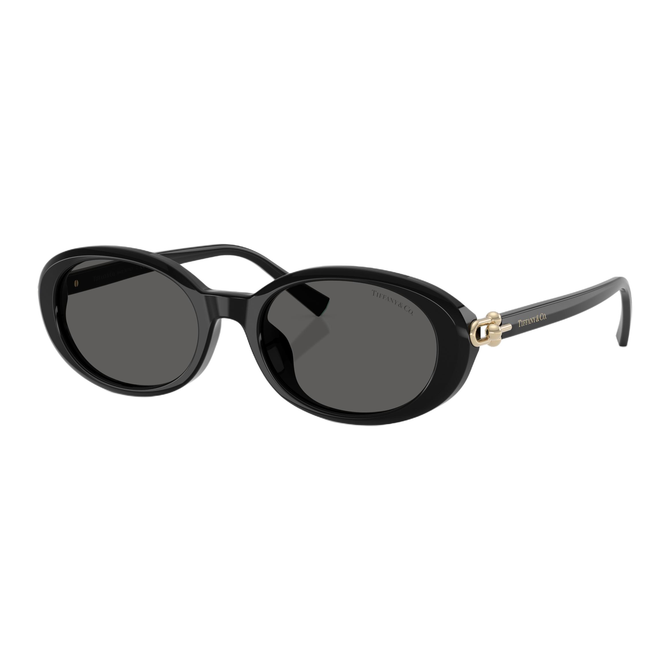 

Tiffany & Co. Logo Plate Metal Oval Sunglasses Unisex sunglasses Black 0TF4242D-8361S454 54,Black