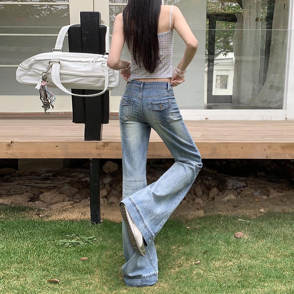 Spring 2026 Retro Low-Rise Flared Jeans for Women - Slim Fit, Versatile Style
