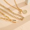 Ronde hanger kettingcombinatie 4-delige set Cadeau-sieraden Elegant Retro Temperament Dames Truiketting