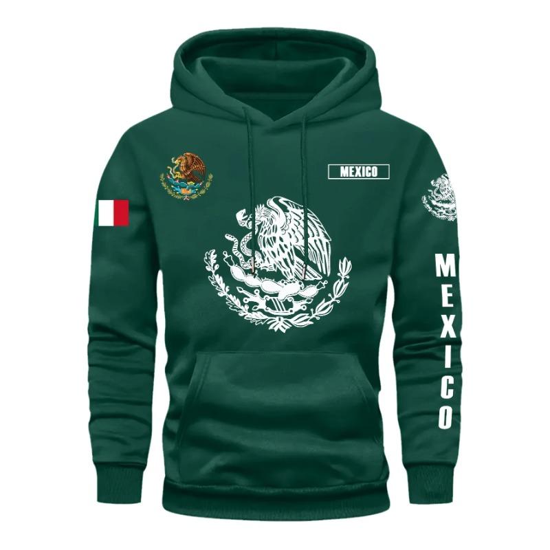Sweat à capuche Drapeau Mexicain Aigle avec Cactus Pirate Quotidien Extérieur Fitness Sport Décontracté Chaud Automne Hiver Hommes Femmes Haut