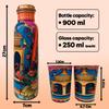 Embracing Rainy Delight Meena Print Copper Water Bottle Set | Handcrafted Tamba Bottle with 2 Glasses | Premium Copper Water Bottle