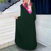 Women's Muslim Wind Temperament Elegant Pleated Dress Solid Color Round Neck Long Sleeve Pleated Dresses