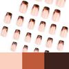 24Pcs Press on Nail Almond Glues on Nail French Fake Nail Designs False Nail Artificial Nail Gifts for Women and Girls