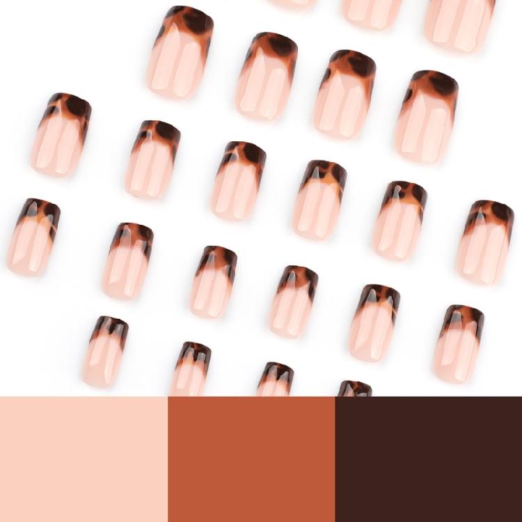 24Pcs Press on Nail Almond Glues on Nail French Fake Nail Designs False Nail Artificial Nail Gifts for Women and Girls
