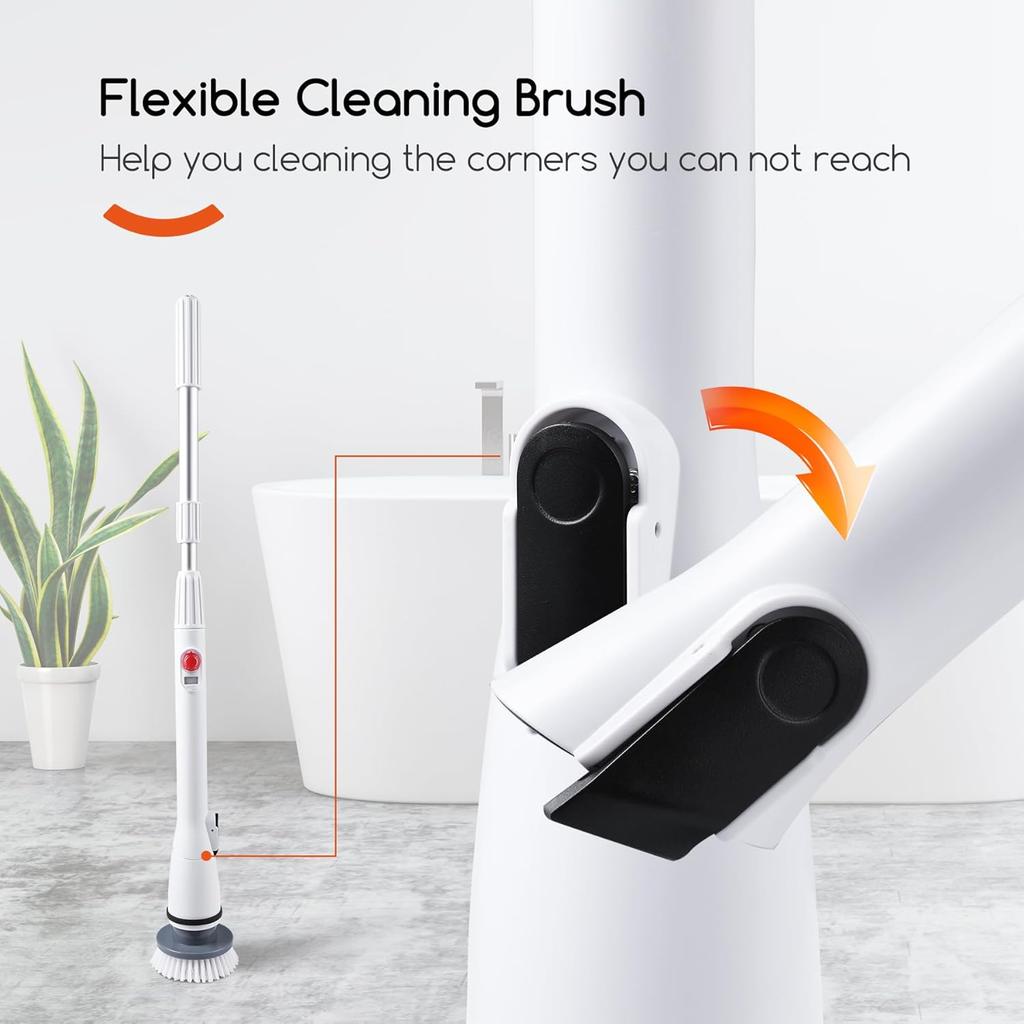 Cordless Electric Spin Scrubber,380RPM High Speed Rotation,Fast Charging-Long Lasting,Power Scrubber with 3 Replaceable Scrubbing Brush Heads for