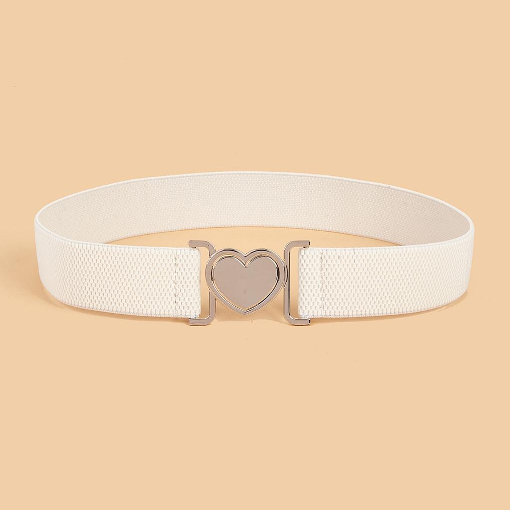 Minimally Heartshaped Designed Buckle Women Casual Elastic Waistband Daily For