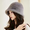 Kaninchen Haar Eimer Hut frauen Herbst Winter Einfarbig Plüsch Fischer Hut Warme Becken Hut