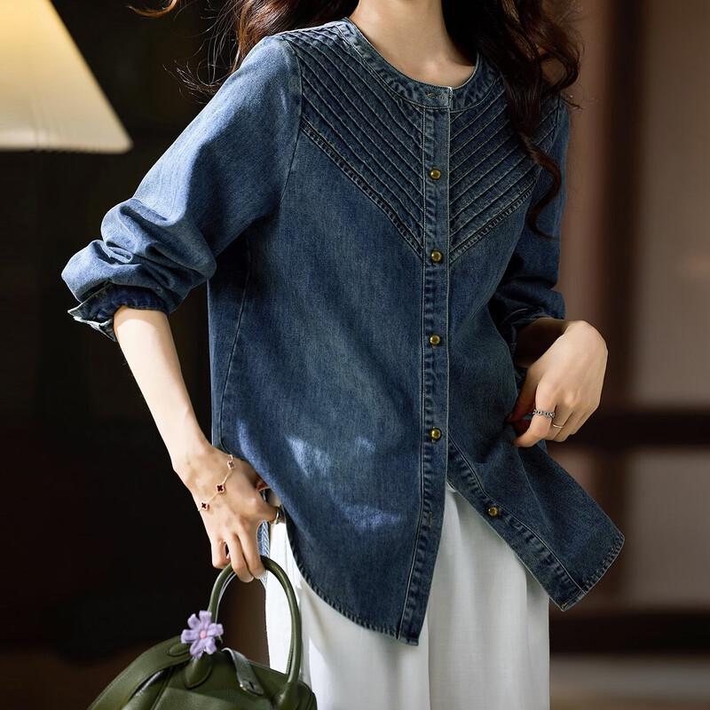 Trendy Women's Denim-Style Shirt Jacket