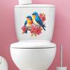 Hand Painted Crabapple Blossom Branch with Small Birds Toilet Seat Sticker Bathroom Decor Self-Adhesive Removable Decal