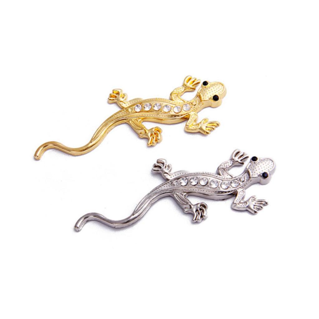 C.Yullyhime, Car Sticker, 2-Piece Set, Gecko, 3D, Cute Eyes, Emblem, Gecko, Lizard, Gecko, Silver,