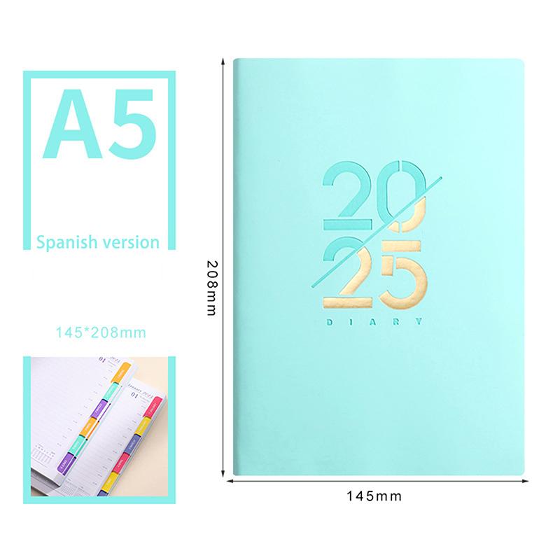 Jan 2025 To Dec 2025 Planner Notebook A5 Agenda Spanish Inner 80Gsm Monthly/Weekly/Daily School Supplies Stationery