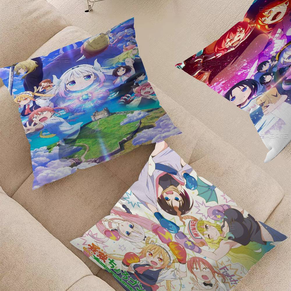Miss Kobayashi'S Dragon Maid 45*45Cm Cushion Cover Pillow Cover Decor Pillowcase Home Pillowcase For Couch Pillow