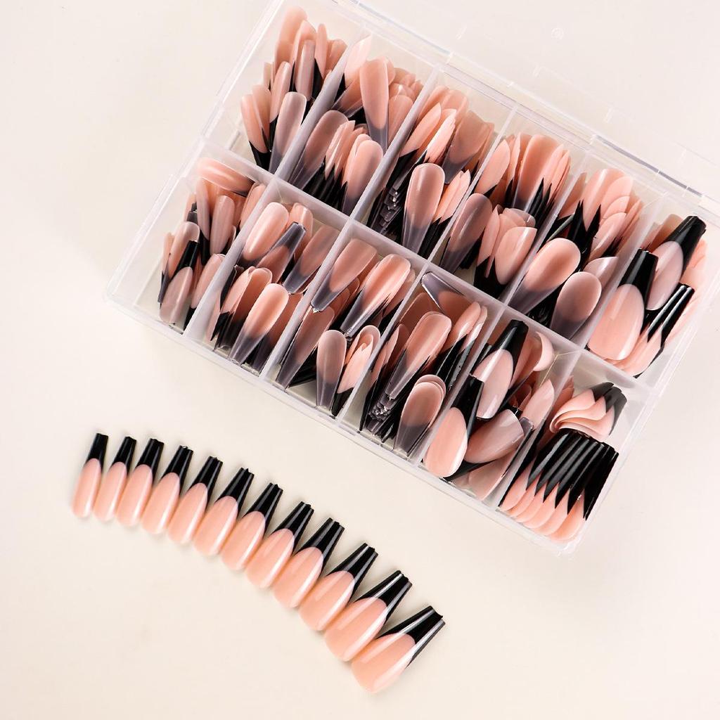 European American Medium Almond French Pointed Wearable False Nails - 360 Pieces