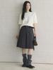 Xu Man Retro Korean Pleated Wool Midi Skirt for Women