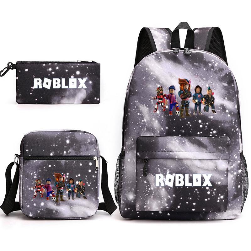 Large Capacity Schoolbag with Shoulder Strap; Student Three-piece Pencil Case Set
