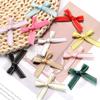 30pcs 4*5cm Polyester Satin Ribbon Bows Colourful Golden-edged Bowknots For Christmas Party DIY Clothing Headwear Gifts Decor