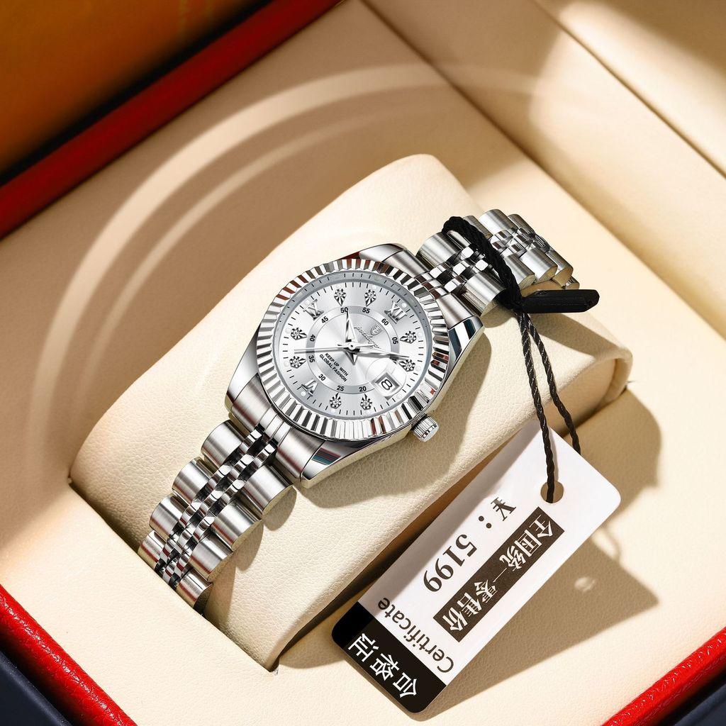 Swiss Ladies Watch Quartz Luminescent Calendar Waterproof For Gift And Fashion