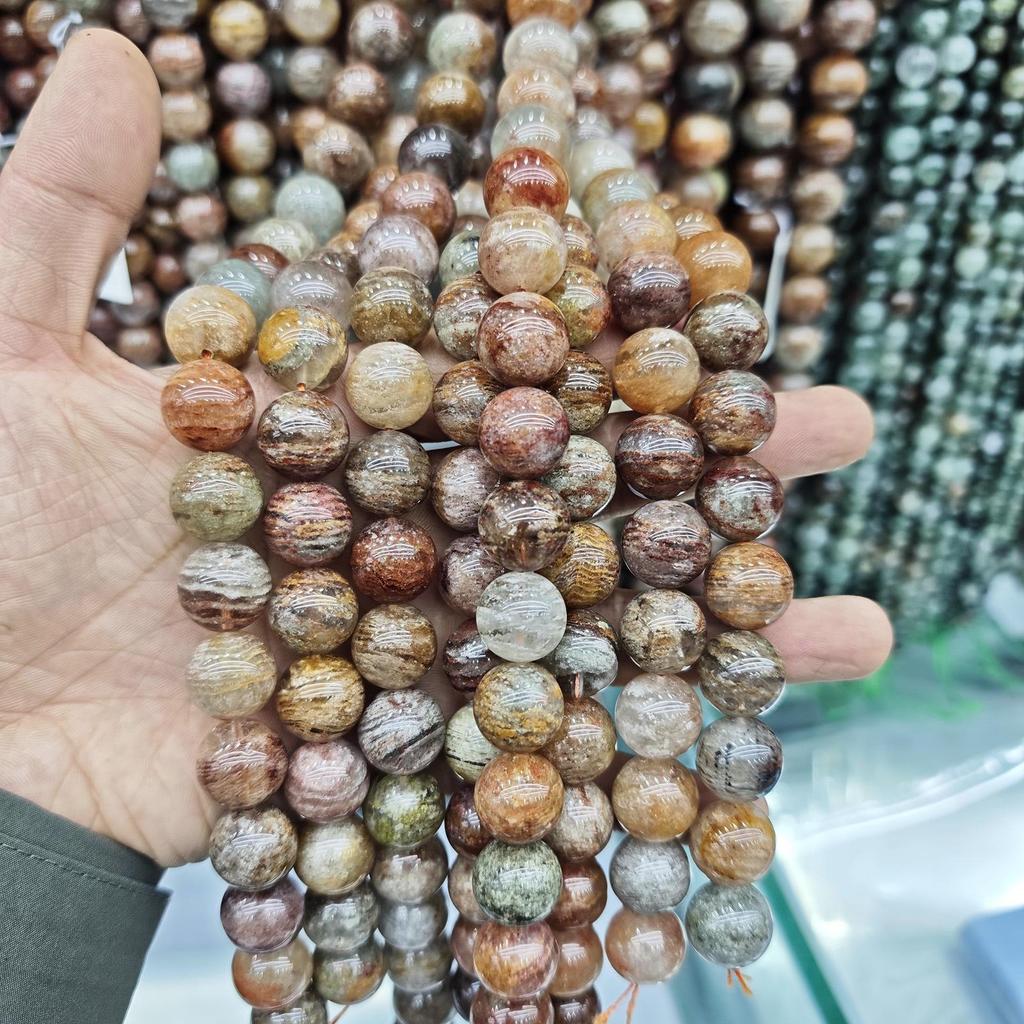 7A Natural Crystal Thousand-Layer Phantom Round Beads for DIY Jewelry and Accessories