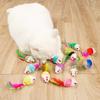 Furry Faux Mice Cat Toy With Color Feather Decor Interactive Exercise Play Toy For Kittens Indoor Cats Entertainment Supplies