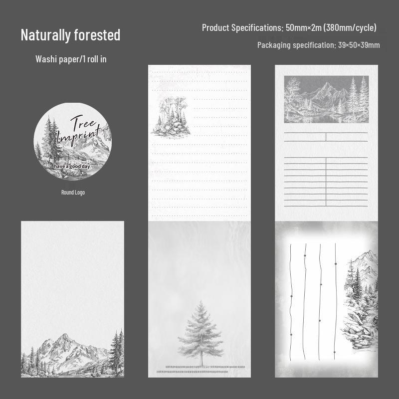 Beautiful Day Tree Print Series: Sticky Notes & Washi Tape - Decorative Base Collage, 6 Designs
