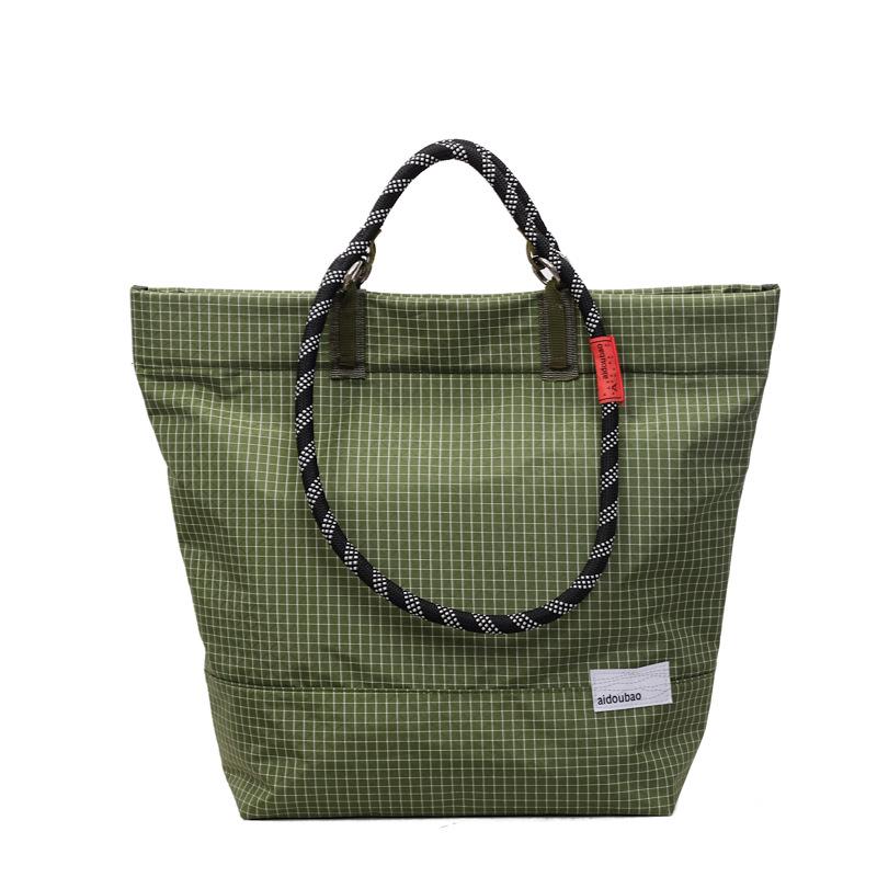 

2025 Trendy Japanese Plaid Tote Bag - Lightweight, Large Capacity Shoulder Handbag for Students армія зелений колір