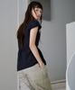 OURO Puff Pin Tuck Blouse [ Navy ]