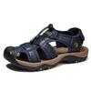 Men's Breathable Sandals Summer Beach Casual Sandals Closed Toe Thick Sole Outdoor Leather Sandals Hiking Sandals