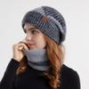soft Winter Beanie Hat Scarf Set Thicken Warm Wool Hat Hiking Thermal Knit Cap  Skiing