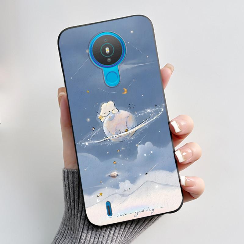 Cute Case For Nokia 1.4 / Nokia 1 / Nokia 1 Plus Capa Printing Shell Protective Cover Soft Silicone Cartoon Black Casing Fundas