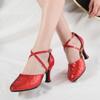 New Sequin 4Colors Red Black Gold Silver Women Ballroom Tango Salsa Latin Dance Shoes / Cheap Closed Toe Salsa Shoes Soft Sole