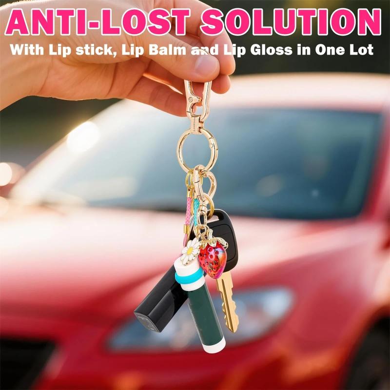 1Pcs Lip Balm Holder Keychain with Soft Braided Lanyard Lightweight Lip Gloss Carrier for Women Girls Daily Outdoor Travel