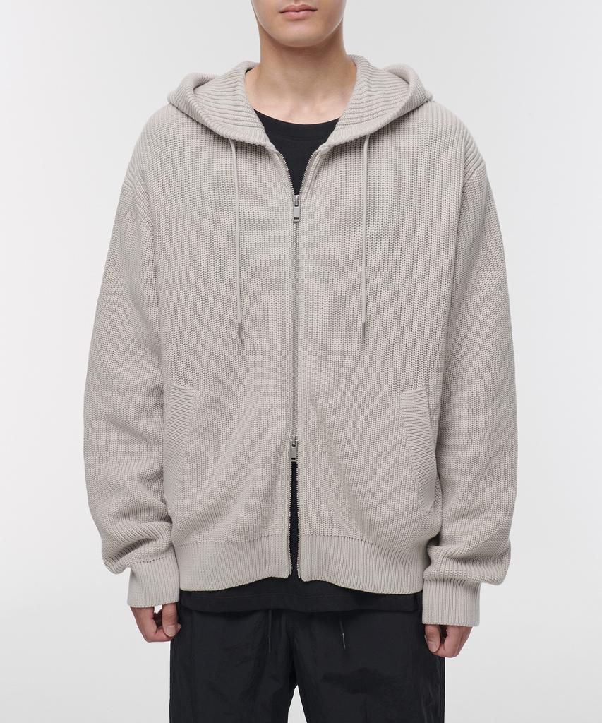 MUSINSA STANDARD Ribbed Knit Hooded Zip-Up [Dusty Cream]